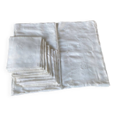 Tablecloth and 12 embroidered and monogrammed napkins