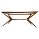 Vintage Italian Table in Wood and Brass by Turin School, 1950s