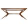 Vintage Italian Table in Wood and Brass by Turin School, 1950s