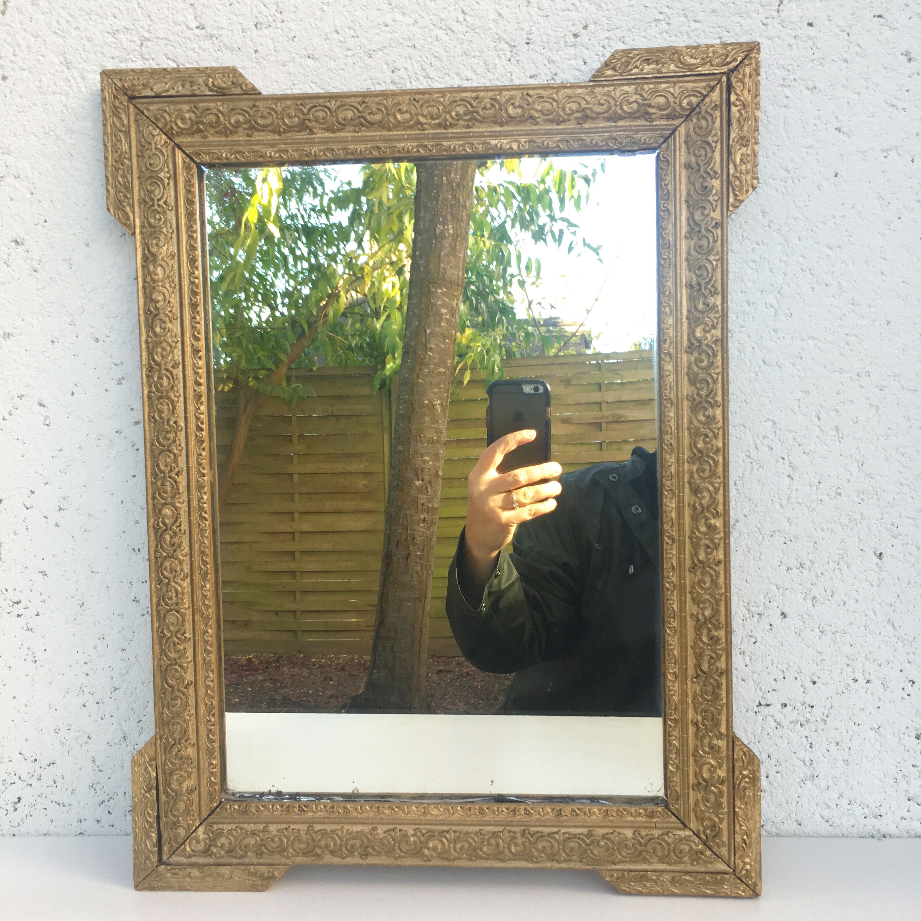 Miroir ancien cadre en bois doré 48x37cm