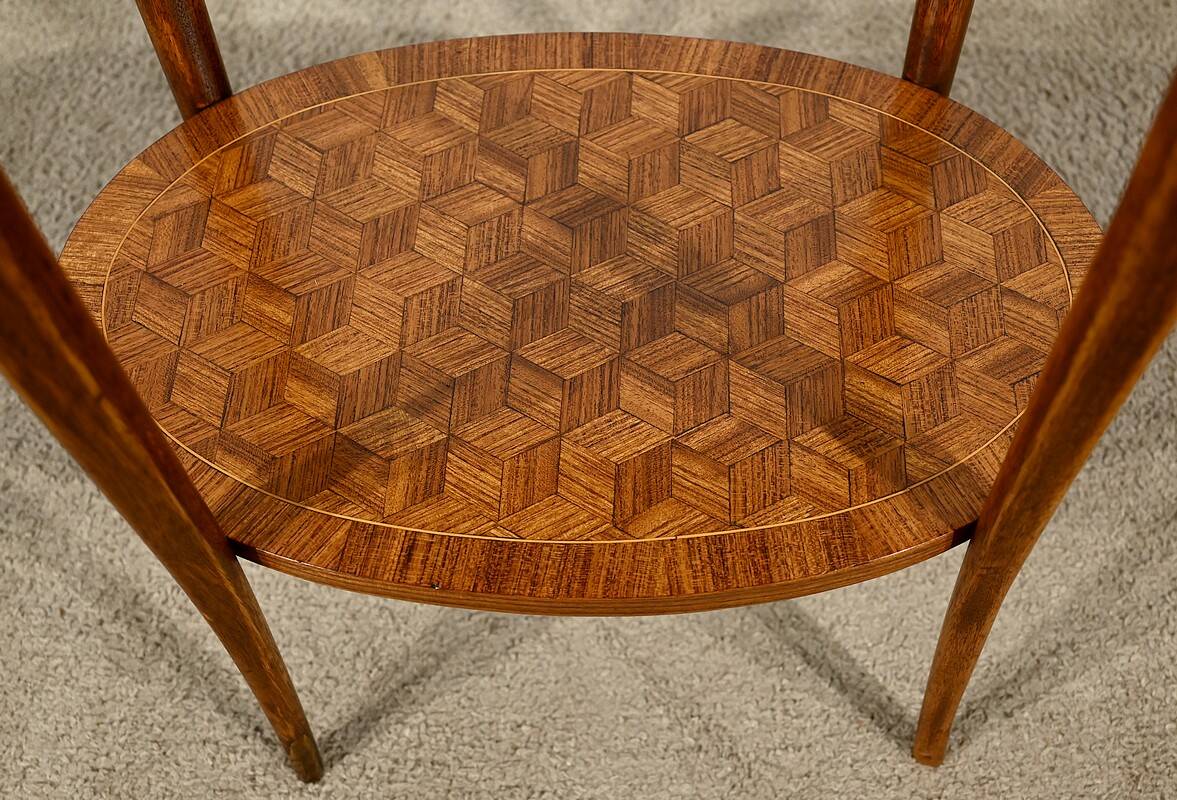 Small Marquetry Living Room Table, Louis XV / Louis XVI Transition style – 1920