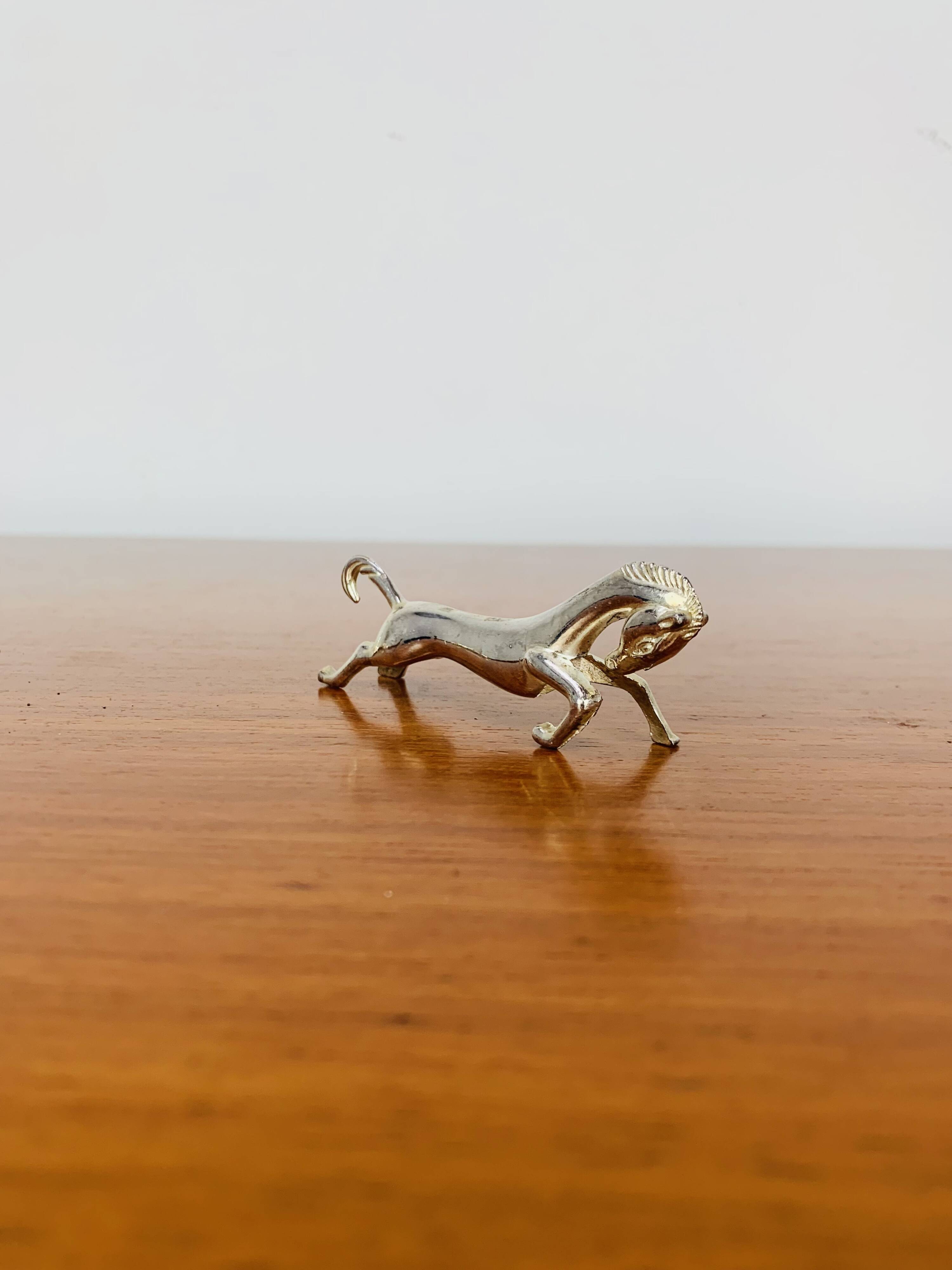 6 vintage silver metal horse knife rests