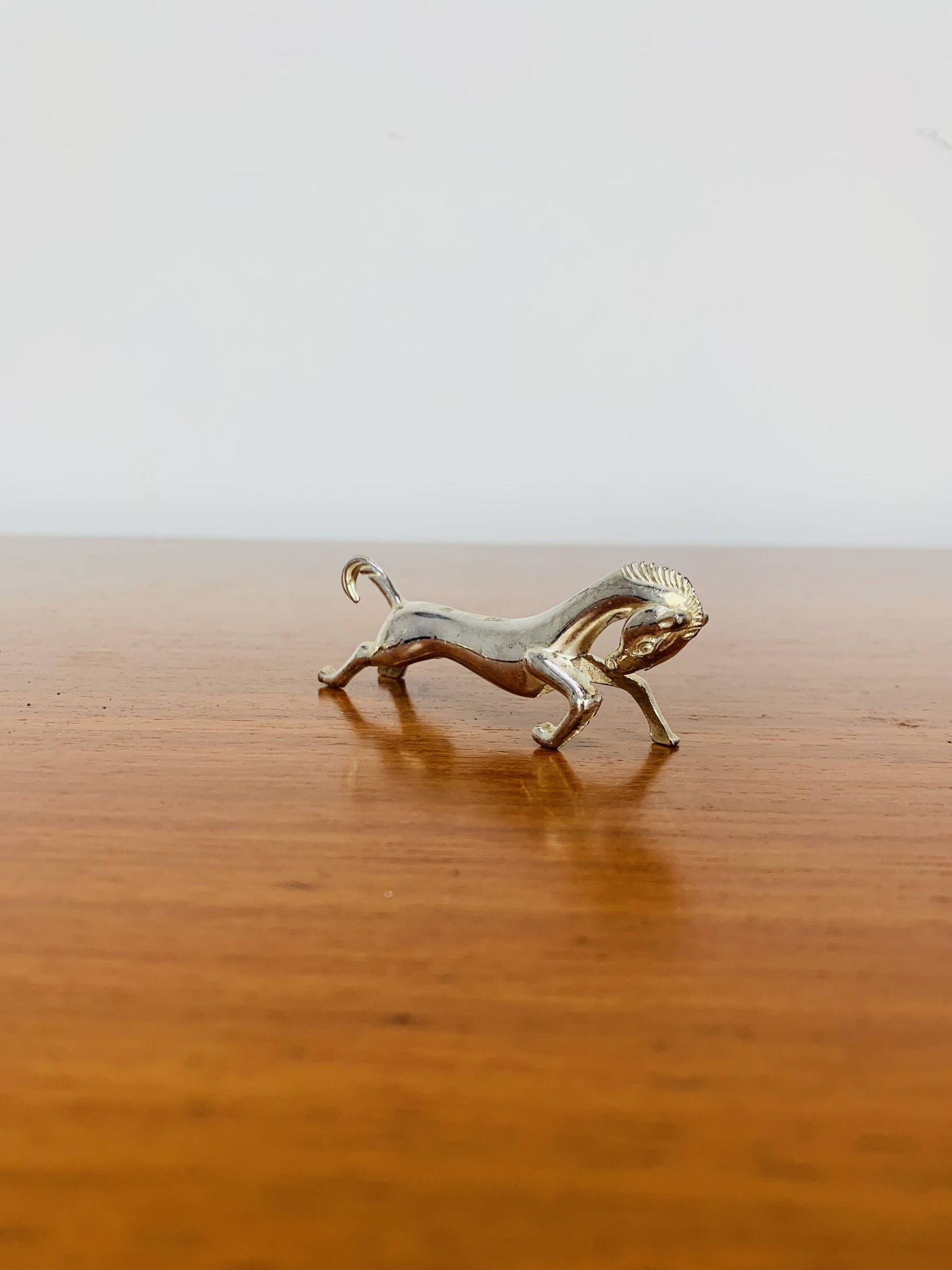 6 vintage silver metal horse knife rests
