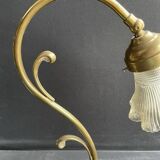 Lampe de table – Laiton doré et verre moulé