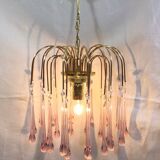Murano chandelier pink crystal drops