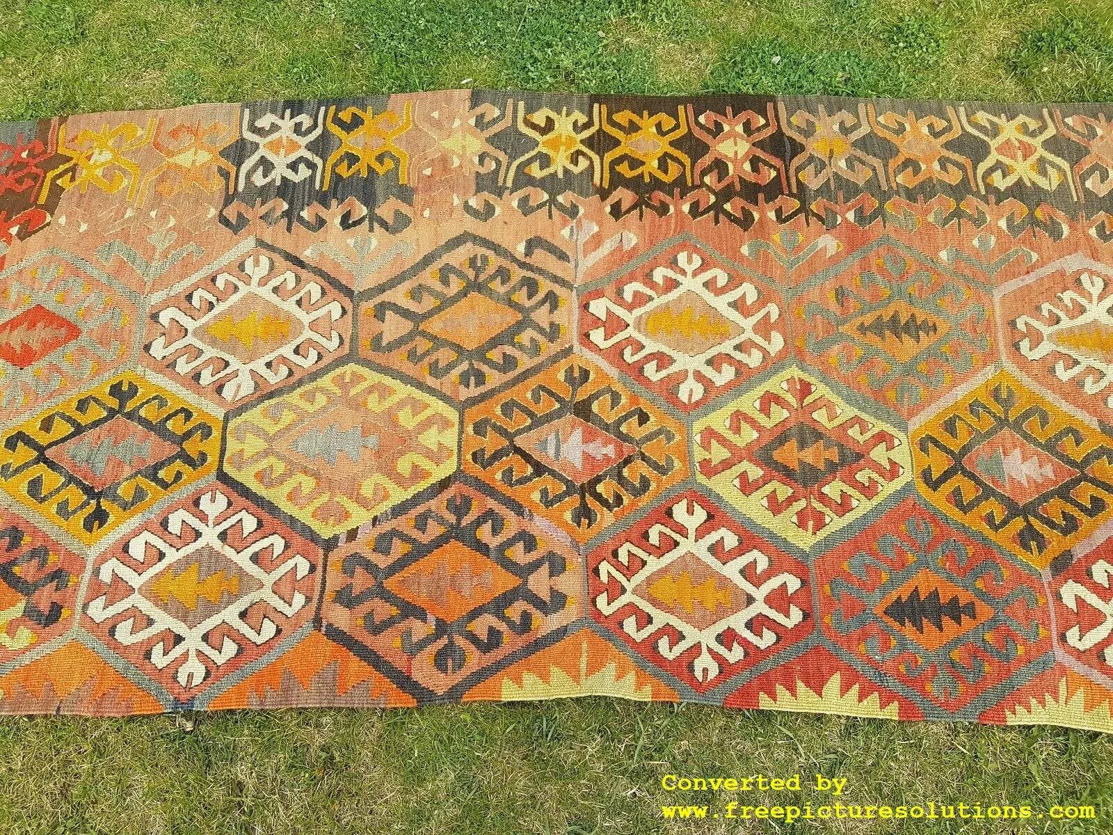Vintage Turkish hallway rug 92x273 cm