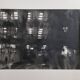 Framed black and white photograph of an urban scene by Rosine Nucimovici, 52x42 cm.