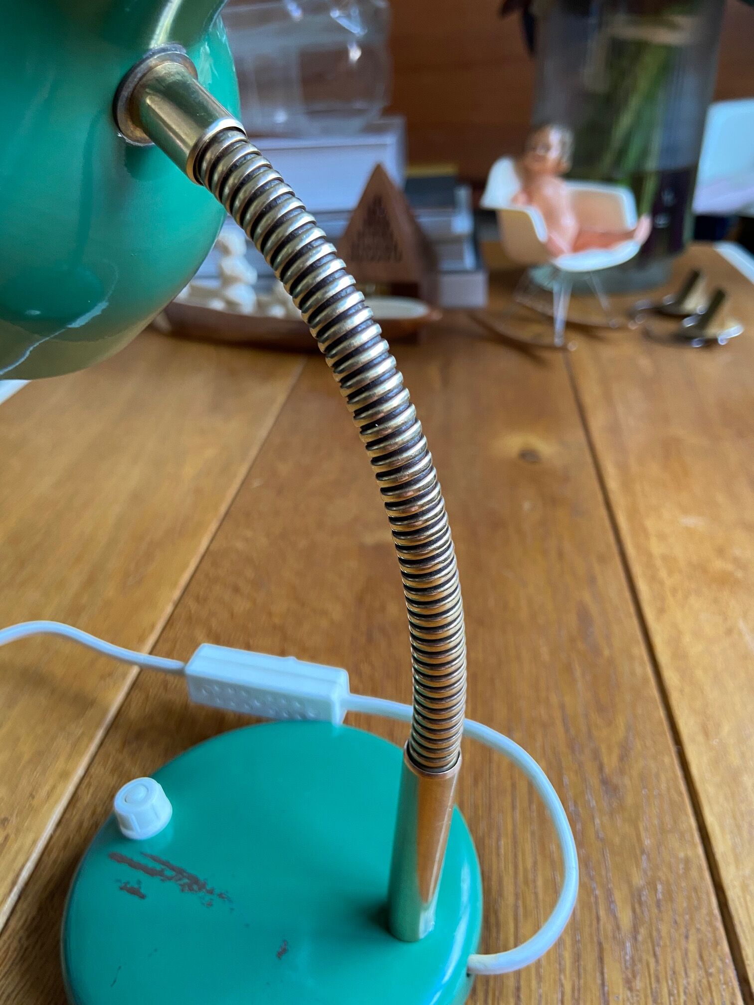 Green enamelled desk lamp