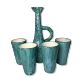 Service to Orange vintage vallauris bonaudi pitcher & 4 glasses