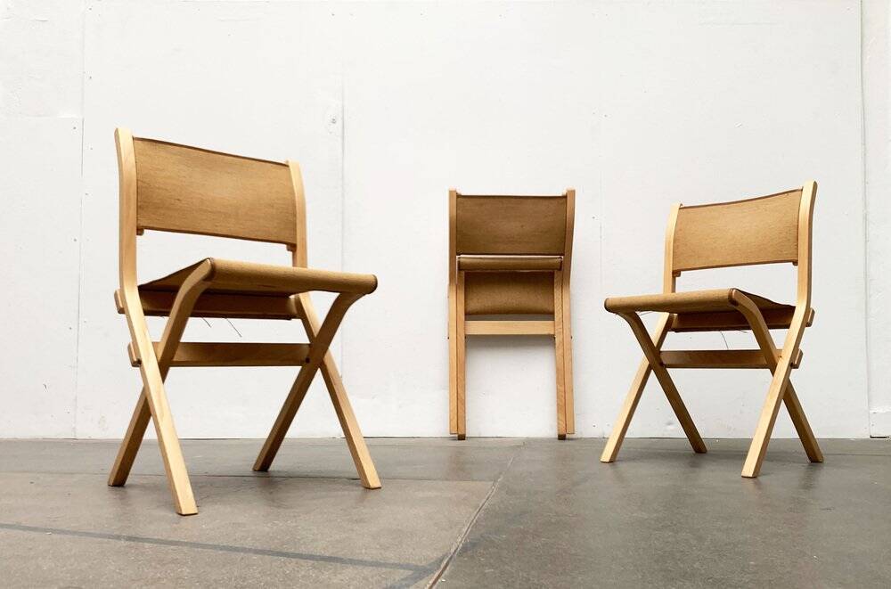 Vintage Italian folding chairs by Ilmari Tapiovaara for Olivo Italy, set of 3.