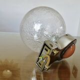 Italian wall lamp in chrome-plated brass, ceramic and bubbled glass 1970