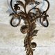 Pair of Two-Arm Wall Lights in Gold Metal with Leaf Decoration