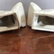 Pair of bookends in ceramic art deco cracked pigeons signed