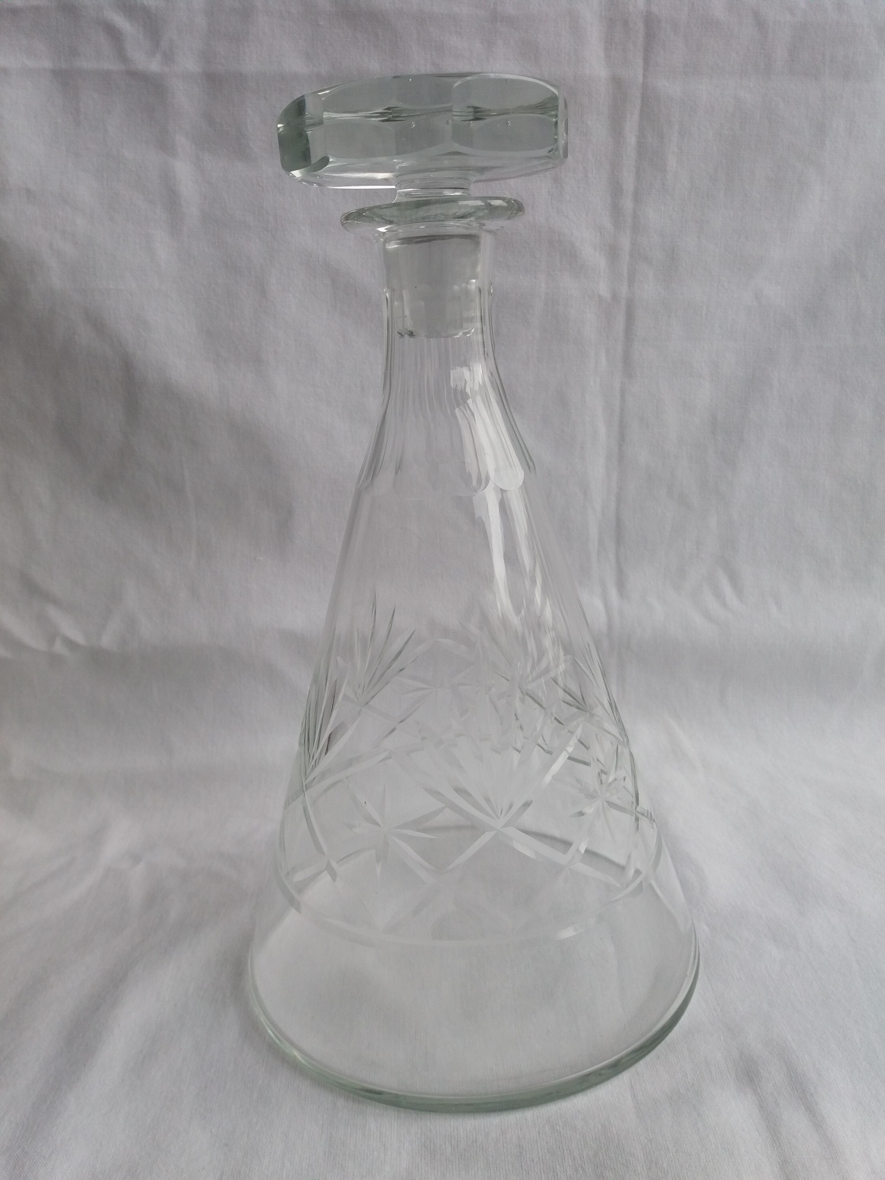 Carved blown glass decanter