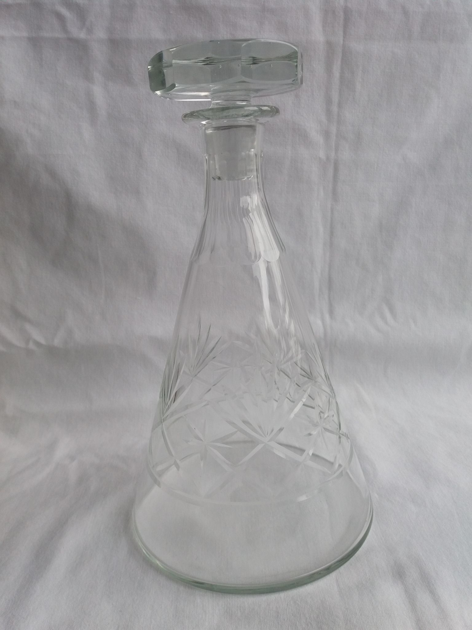 Carved blown glass decanter