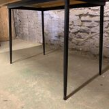 Vintage table oak and metal feet compass