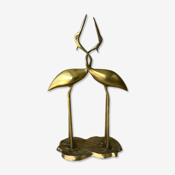 Pair of brass herons