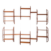 Shelves / Wall bookcase with bamboo ladders Vintage from the 60s Modular up to 7 m