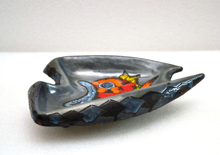 Italian Centerpiece with Fish in Glazed Ceramic, 1960s