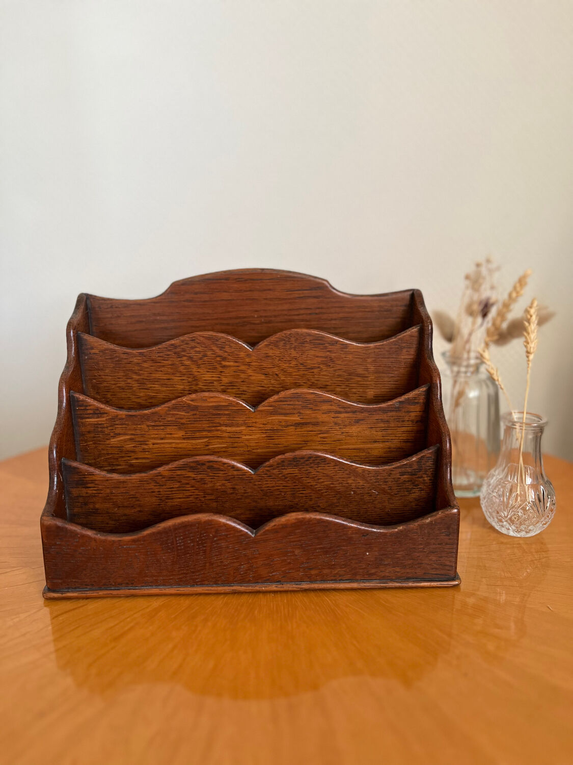 Porte-courrier en bois vintage