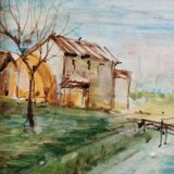 Framed and hand painted ceramic tile