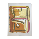 Lithographie originale signée de Bram VAN VELDE, Parcours jaune, 1967 (MP 40)