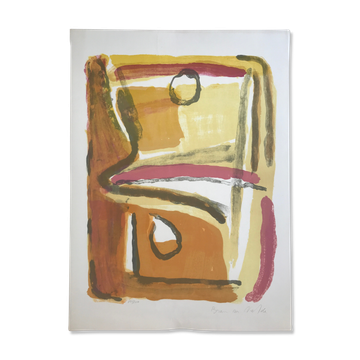 Original lithograph signed by Bram VAN VELDE, Yellow Course, 1967 (MP 40)