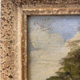 Old painting, landscape signed and dated 1943