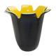 Saint-Clément black and yellow "petals" vase by b. létalle - 1950 vintage