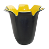 Vase "pétales" Saint-Clément noir et jaune  de b. létalle - 1950  vintage