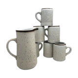 Set of 6 cups and speckled carafe