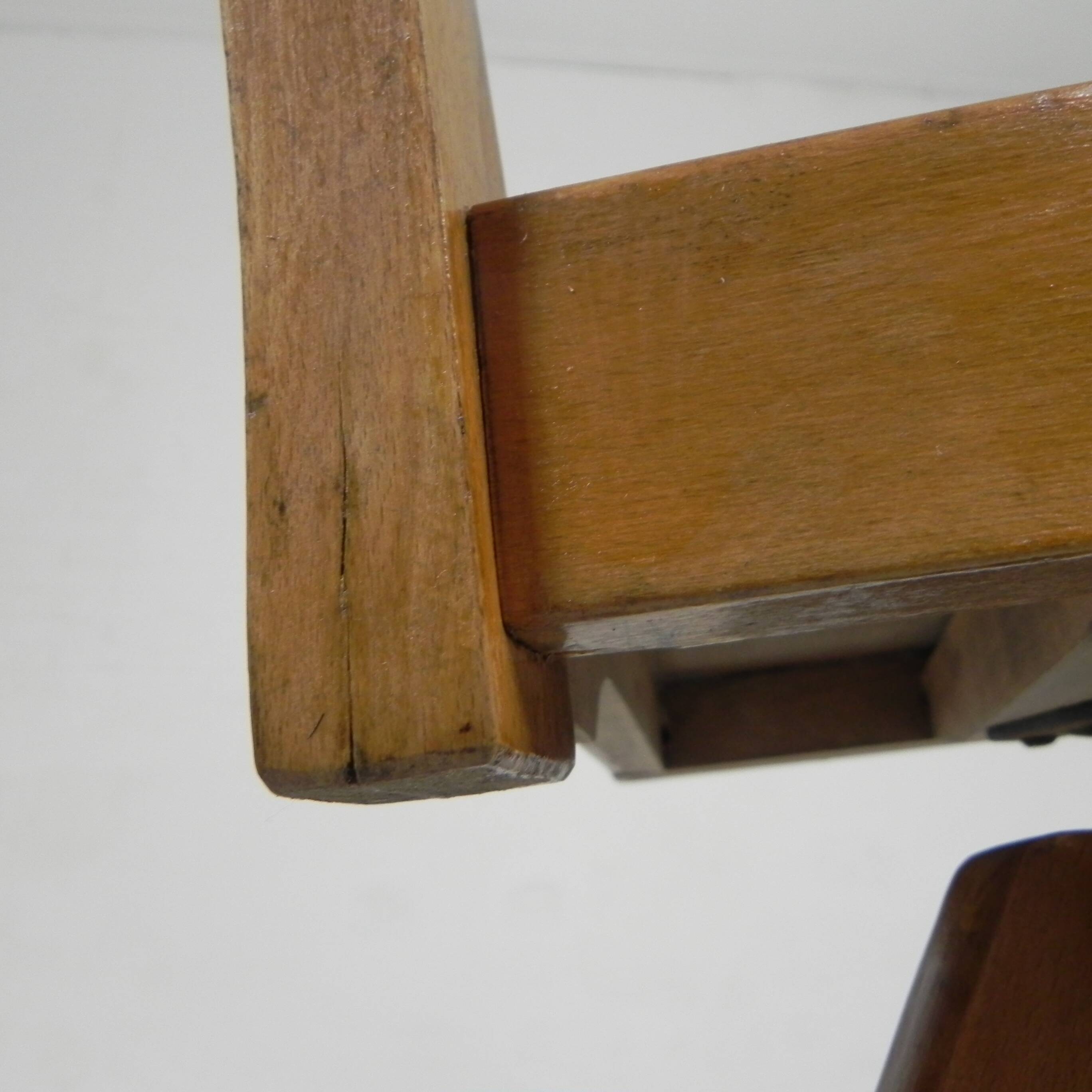 Wooden high chair, swivel chair, school chair, 1950s