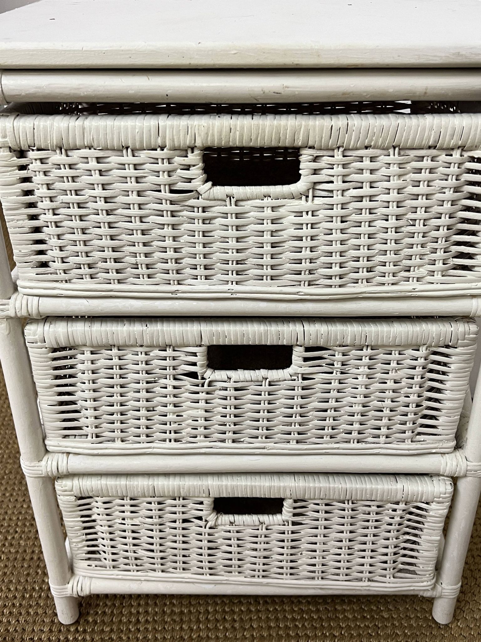 Vintage rattan storage unit, 3 drawers