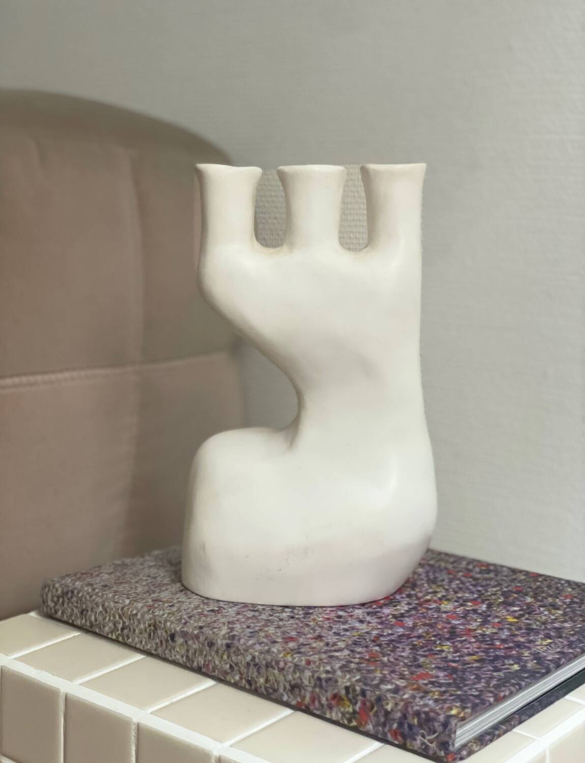 White sculpture vase minimalist bust ceramic white contemporary sculptural