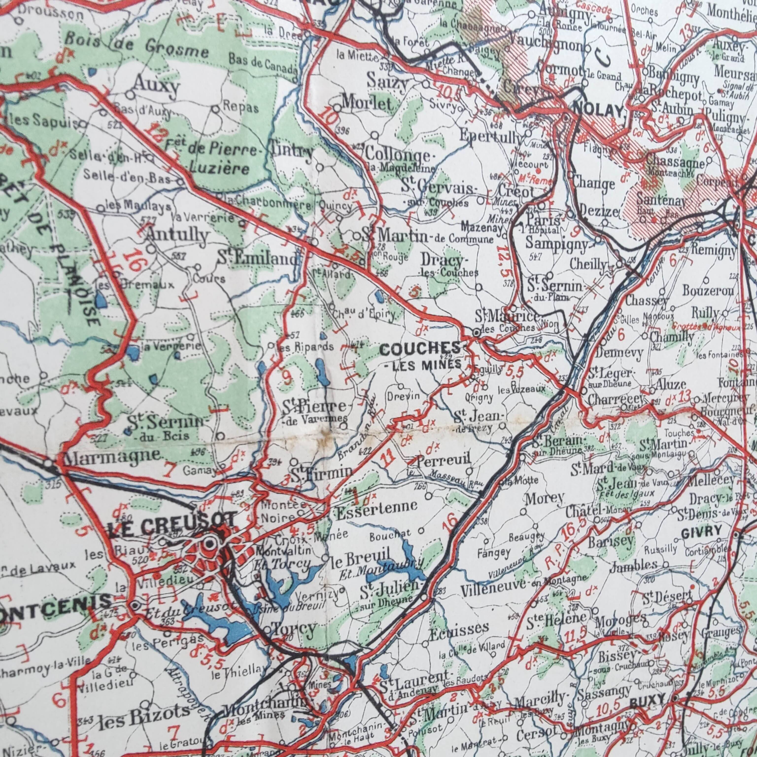 Old map of Burgundy, Taride edition 1920