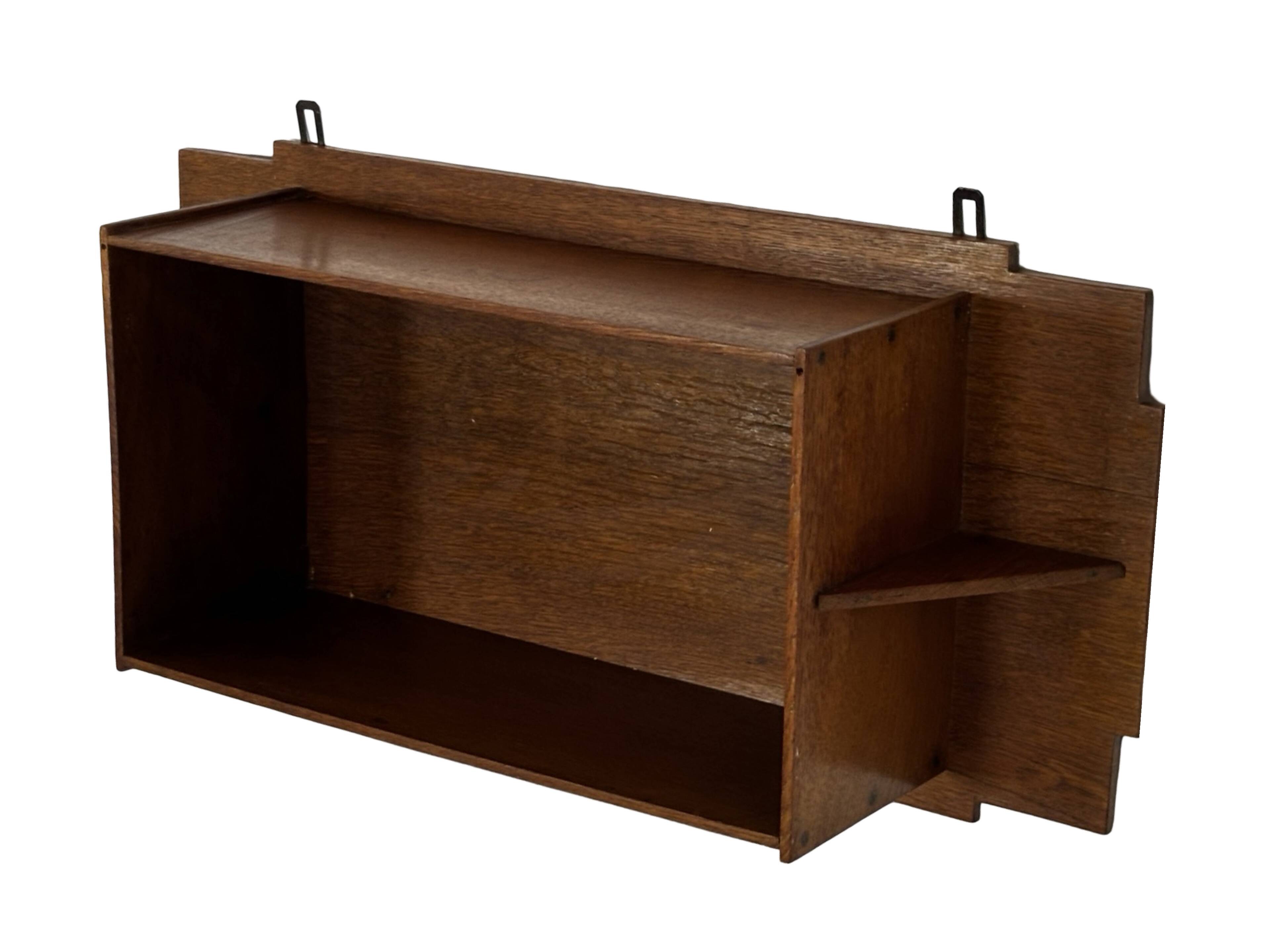 Art Deco wooden wall shelve rack in oak minimalist design