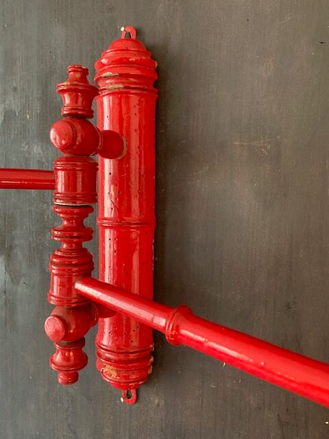 Antique wooden wall towel holder turned nineteenth