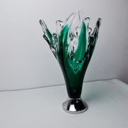 Sommerso vase by seguso in green murano glass, Italy, 1970