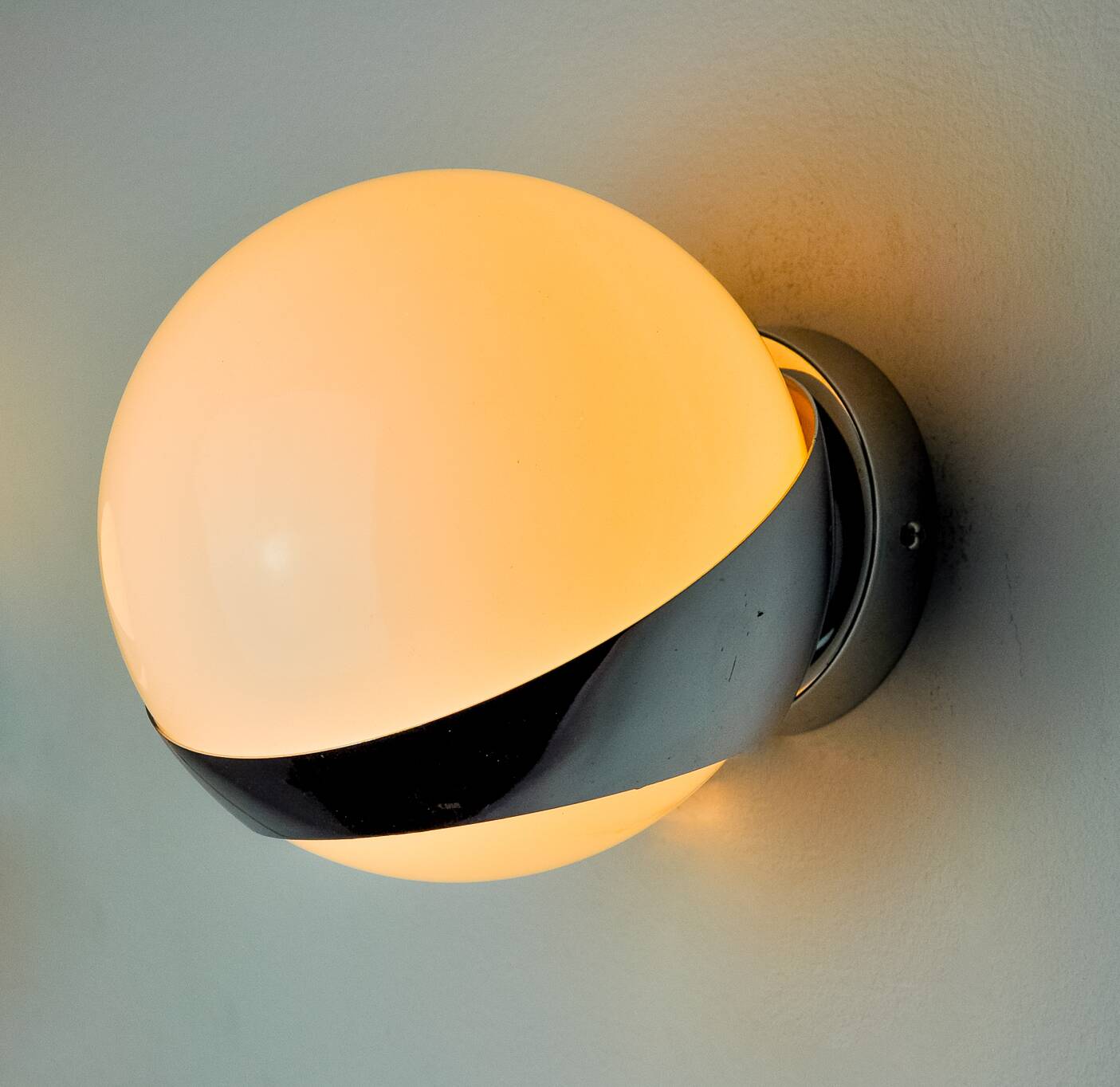 SPACE-AGE WALL LIGHT BY MARCA SL, WHITE OPALINE, SPAIN,
