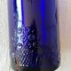 Vintage cobalt blue bottle 80's floral decoration garlands in relief