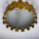 Brutalist crown sunburst fixture in gilt metal and frosted glass, France, 1960s