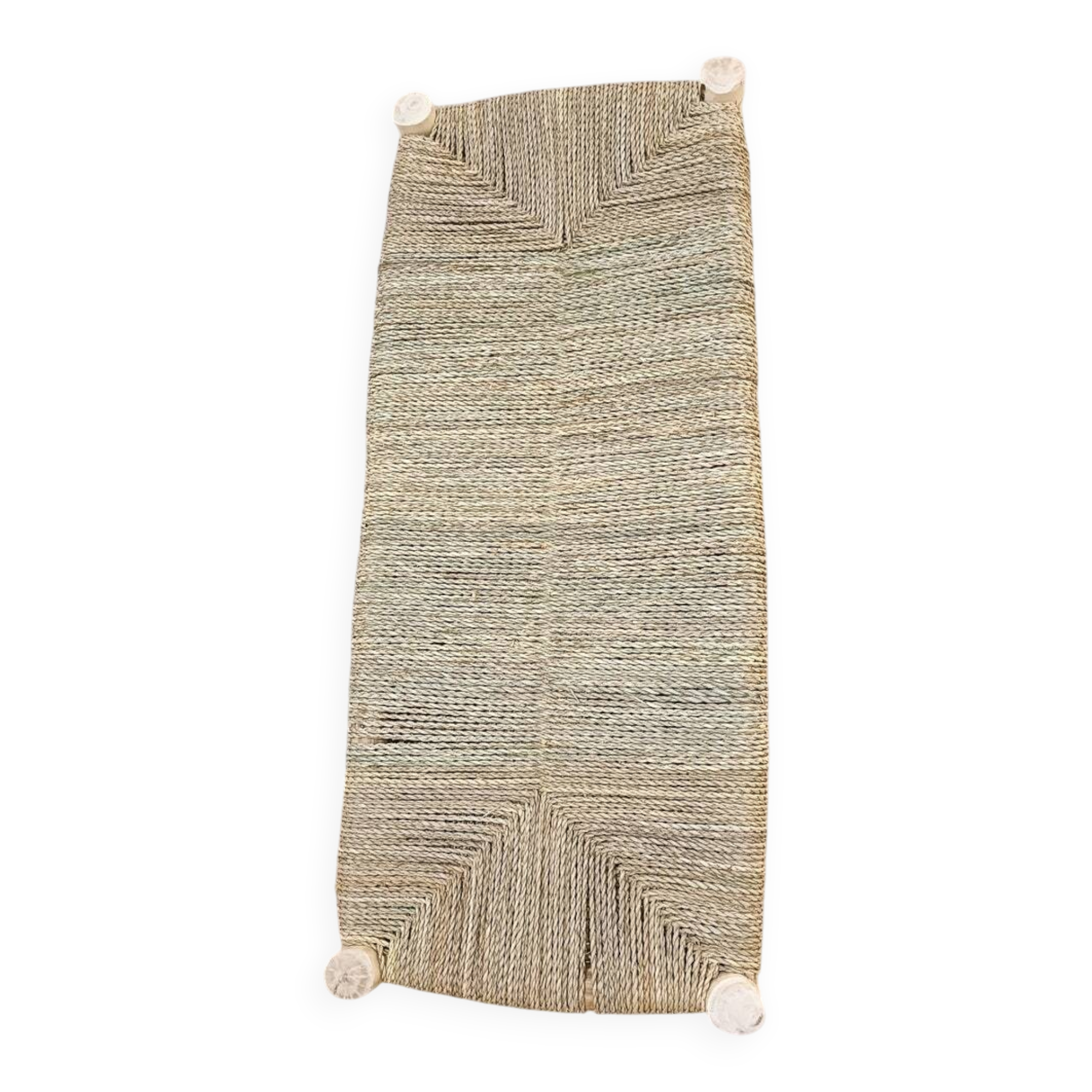 Bench in solid wood and natural wickerwork