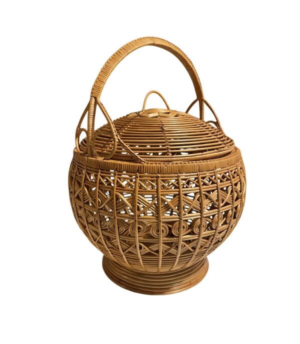 Panier ancien XXL en rotin tressé