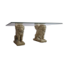 Lion stone pillar coffee table