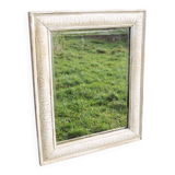 Antique mirror with whitewashed wood frame
