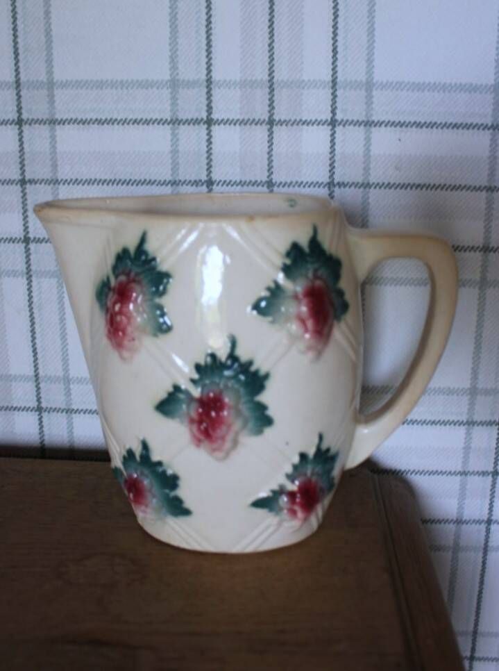 Pichet Earthenware Grapes Vine Leaves Digoin Sarreguemines