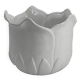 Cache-pot vintage en forme de tulipe en porcelaine blanche