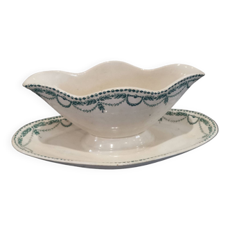 Old Saint Amand ceramic gravy boat