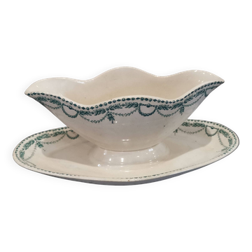 Old Saint Amand ceramic gravy boat