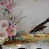 Pair of small porcelain dishes painted with birds and flowers 19th
